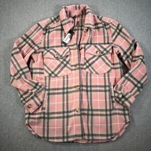 BlankNYC Pink Plaid Shacket Shirt Jacket Women's X-Small Pockets Button New